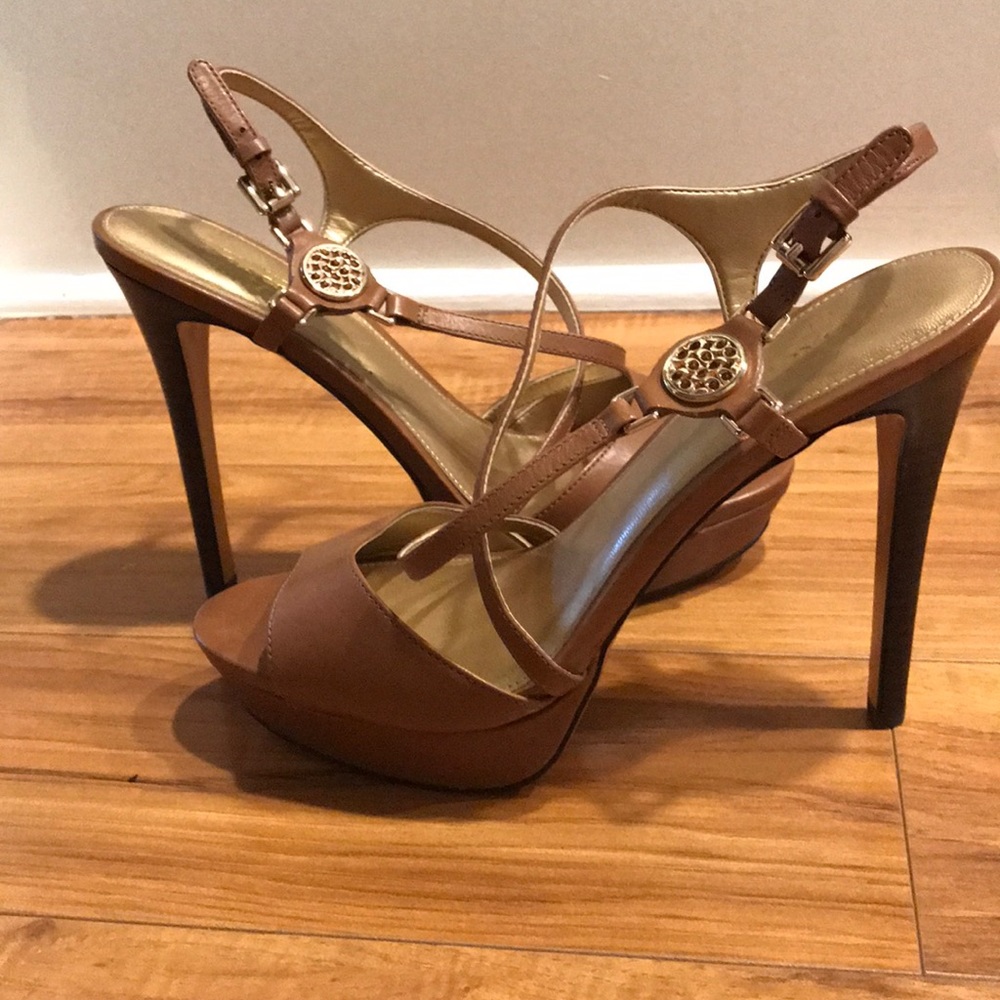 Coach Des Semi Matte Calf Heels in Dark Ginger